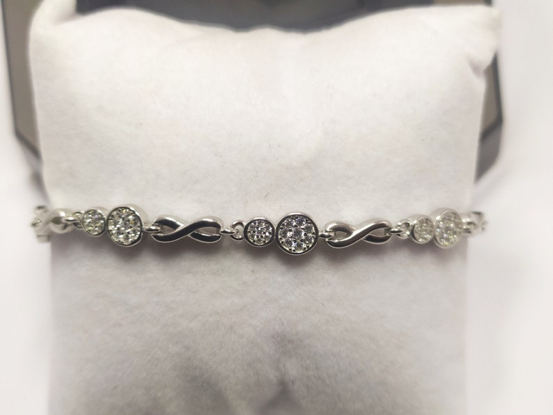 Women Diamond Bracelet,Gift For Women 925 Sterling Silver Women Bracelet Round Cut Diamond Wedding Bracelet
