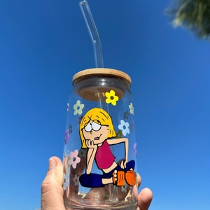 Lizzie Glass Can Cup, McGuire Beer Can, 90s Glassware, Lizzie libbey cup, miley cyrus cup, 90s iced coffee cup, lizzie Mcguire glass can