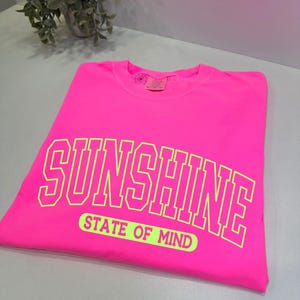 Neon Sunshine State of Mind Tee-Preppy Comfort Colors Tee-Summer Shirts-Neon orange Women&#39;s T-shirt