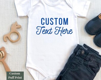 Custom Baby Onesie with Puff Print | Personalized Baby Bodysuit | Custom Name Baby Outfit | Baby Shower Gift | Pregnancy Announcement Onesie