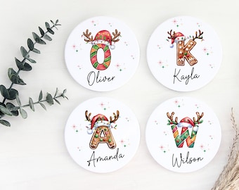 Personalized Ceramic Christmas Coaster – Custom Family Name Holiday Drinkware, Festive Table Decor 2026