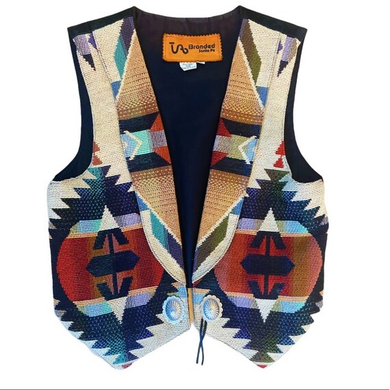 Branded Santa Fe Aztec Suede Vest