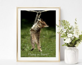 Hang In There Cat Poster Etsy