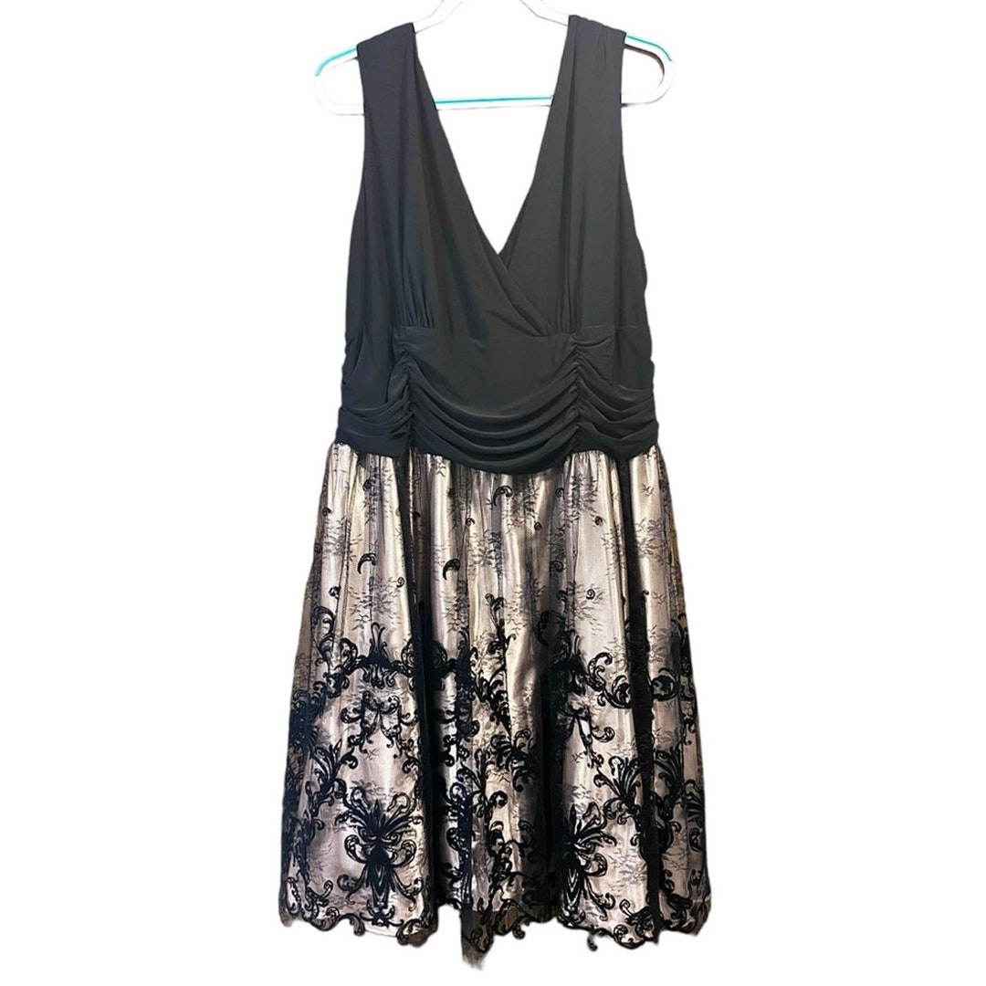 Dress Barn Illusion Soutache Lace Trim Party Evening Cocktail Dress