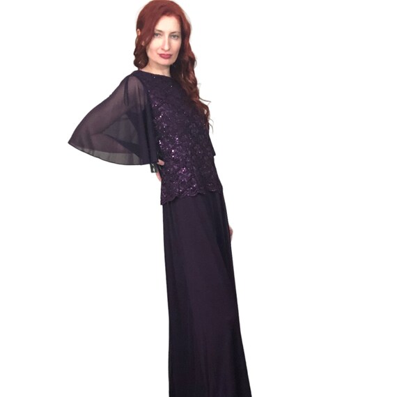 Onyx Nite Purple Lace Sequin Evening Formal Dress… - image 4