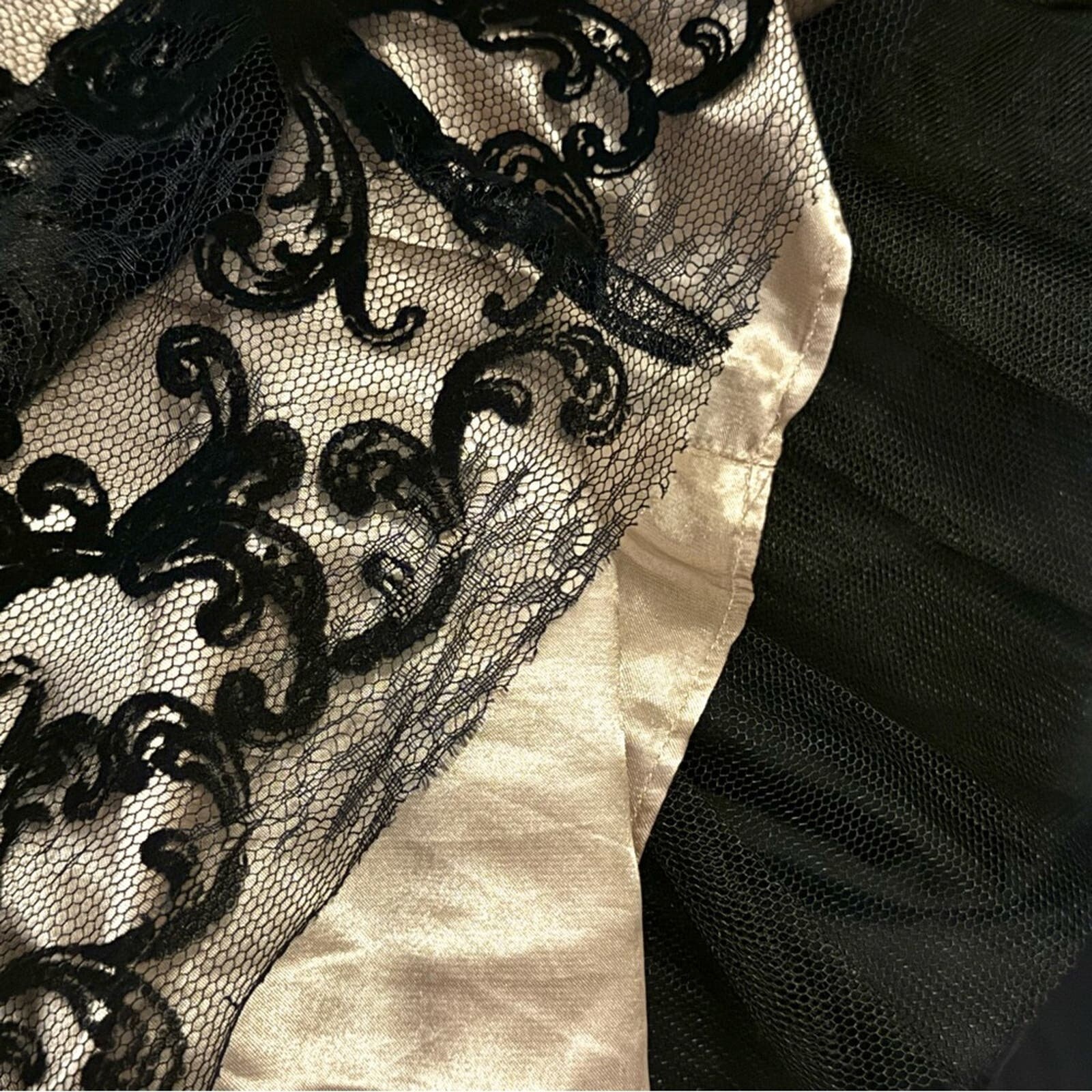 Dress Barn Illusion Soutache Lace Trim Party Evening Cocktail Dress