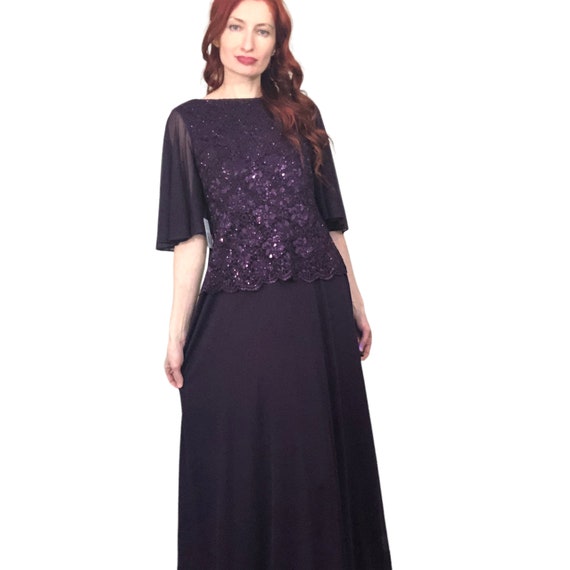 Onyx Nite Purple Lace Sequin Evening Formal Dress… - image 3