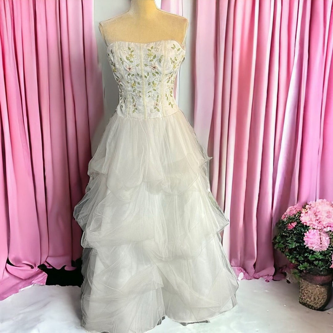 Round-Neck White Tulle Short Retro Prom Dresses, Retro Wedding Dresses       fg5628