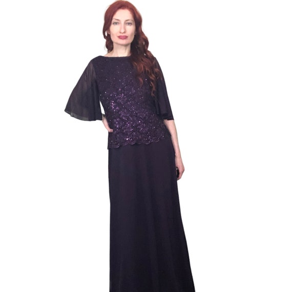 Onyx Nite Purple Lace Sequin Evening Formal Dress… - image 1