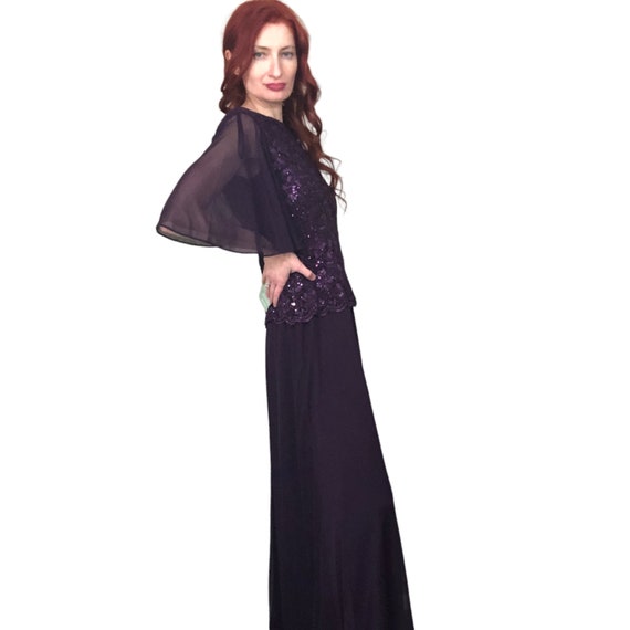 Onyx Nite Purple Lace Sequin Evening Formal Dress… - image 2