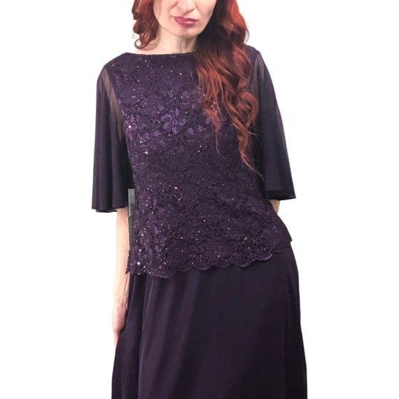 Onyx Nite Purple Lace Sequin Evening Formal Dress… - image 7