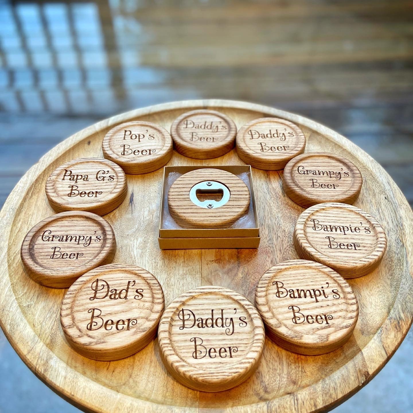 Wooden Beer Coasters With Bottle Opener Etsy UK