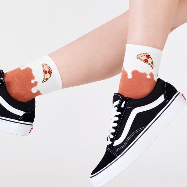 Pizza Kawaii Mini Crew Socks | Gift For Her | Womens Socks | Food Socks | Girls Socks | Pizza Lover | Pixel Socks | Valentine's day Gift