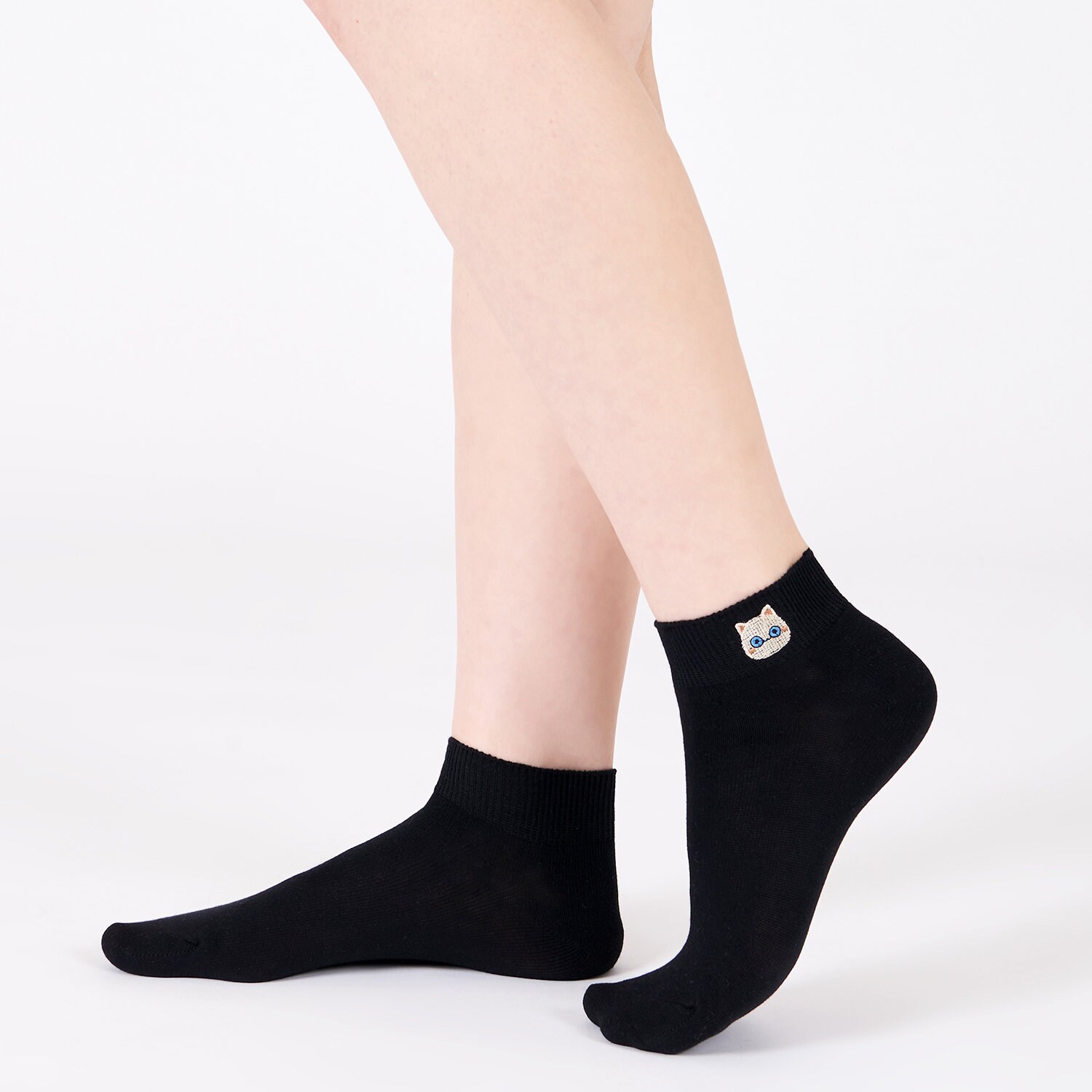 Cat Embroidery Ankle Socks Cute Socks Gift for Her Womens Socks Pet