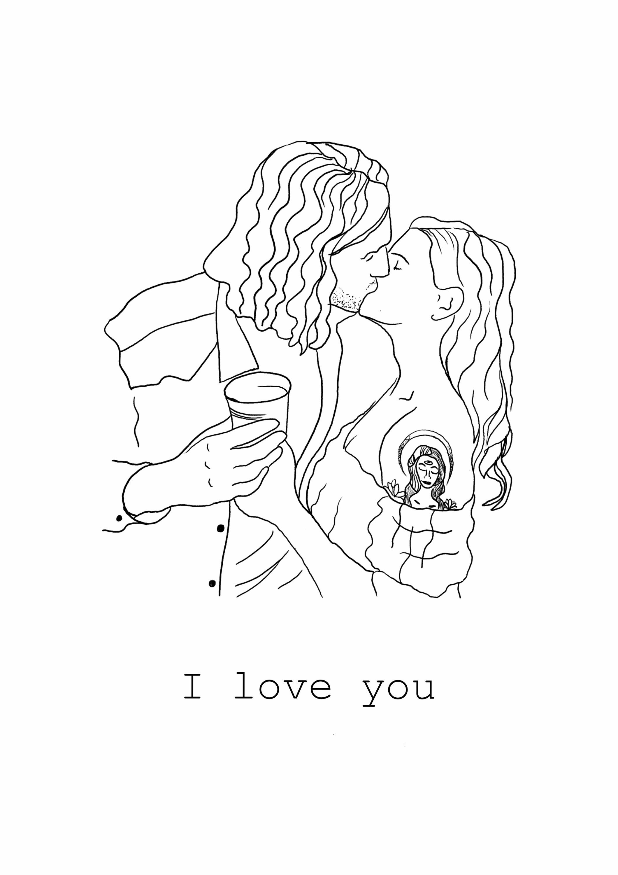 Couple Sketch, Lovers Sketch, Digital Sketch, Digital Art, Girlfriend