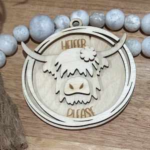 Highlander Cow, Highlander Cow Charm, Cows, Unfinished, Wooden Car Charms, Unfinished, DIY, Blank Charm, Car Charm Not today