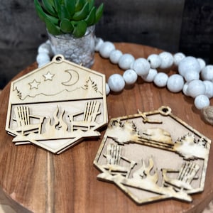 Campfire Unfinished DIY Car charms/Ornament DIY/ Campfire and Wilderness / DIY/ Outdoor car charm /