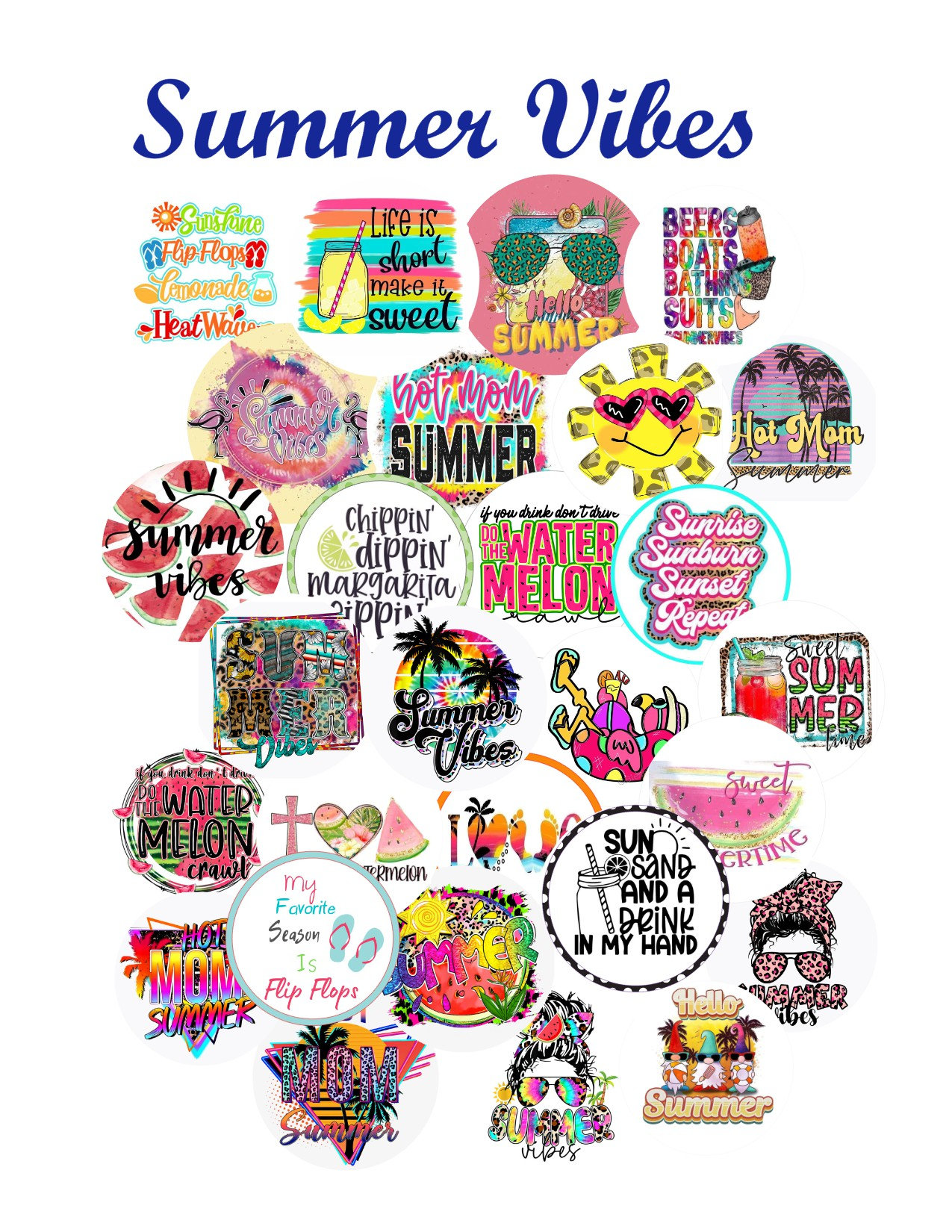 Beach Summer Cardstock Circles, Cardstock Cutouts, Freshies, Cardstock,  Freshie Cardstock, Freshie Images, Freshie Designs, Cardstock Images