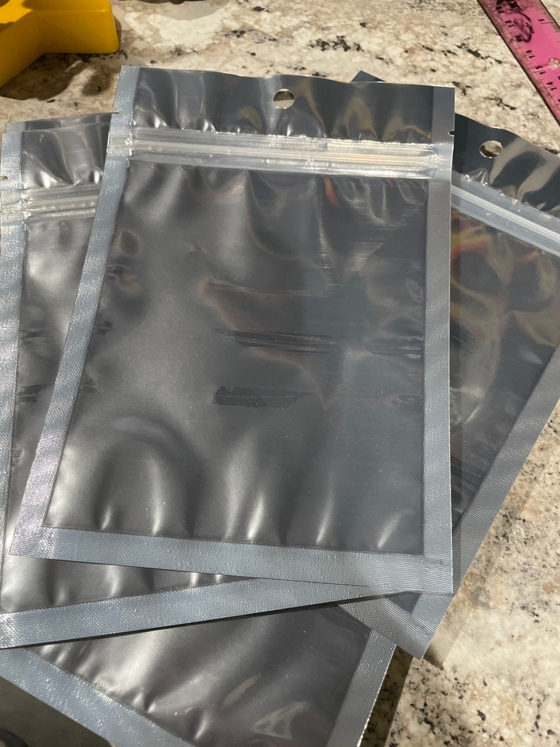 50ct 5x7 Shiny Mylar Holographic Metallized Foil Zip Bags, Smell Proof, Clear Front, freshie bags, Craft Bags, Mylar Bags, Craft Bags image 3