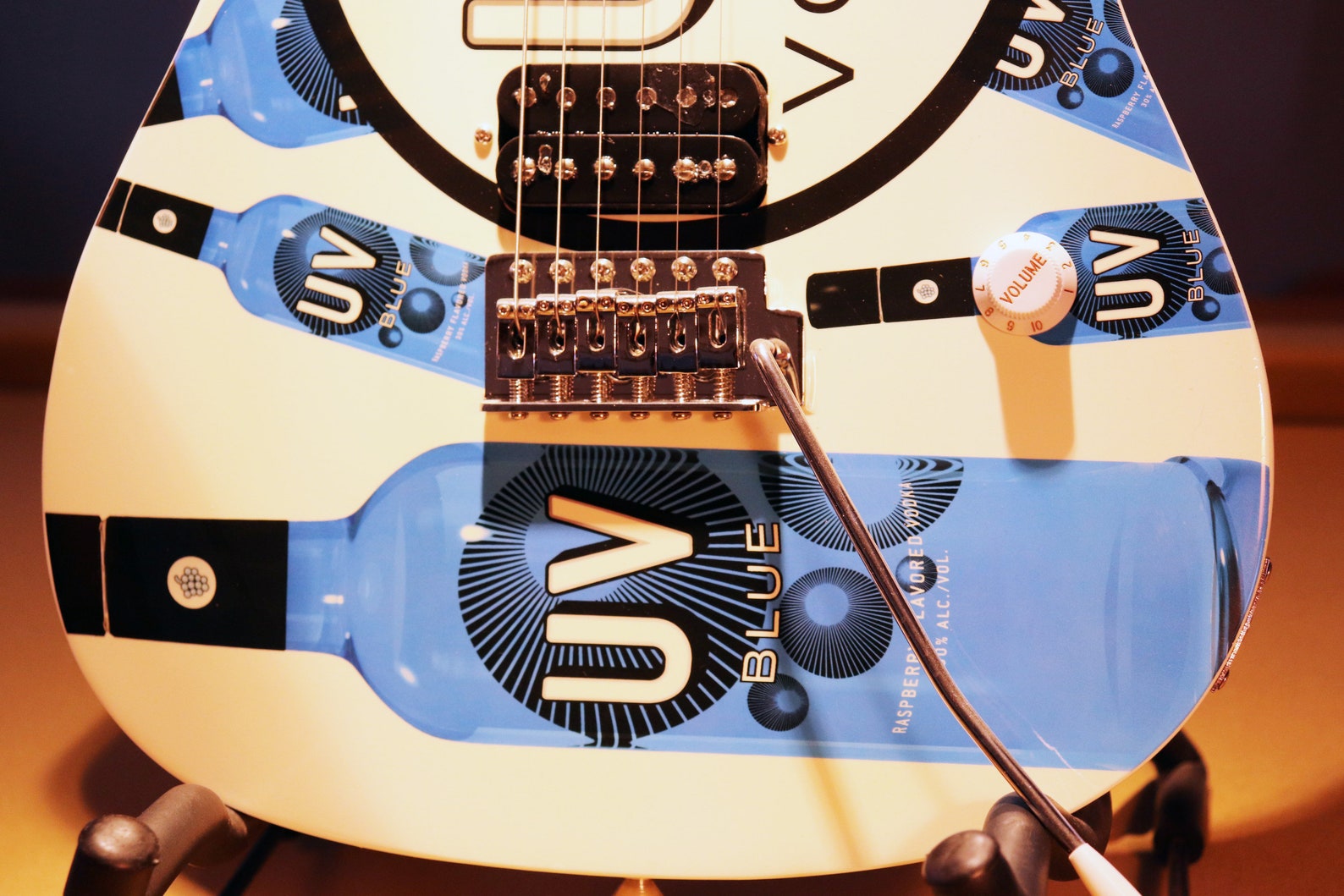 Edge Marketing UV Vodka Blue Bottles Logo Electric Guitar Etsy Israel