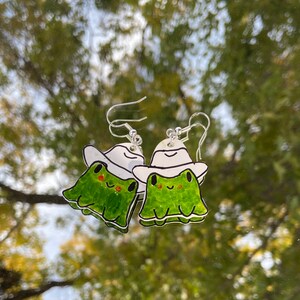 Cowboy frog earrings