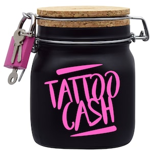 Money Box Money Gift Ideas Tattoo Cash Black Size M 0.75 Liter