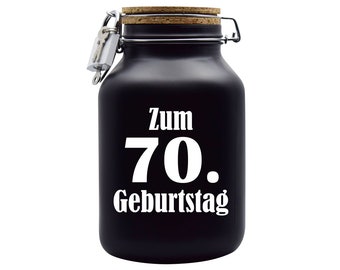 Spardose Geld Geschenk Ideen 70. Geburtstag Schwarz Größe XXL 3 Liter