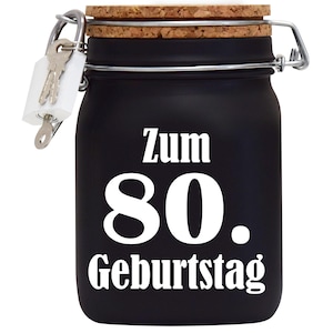 Geld Geschenk Ideen Spardose 80. Geburtstag Schwarz Größe L 1 Liter
