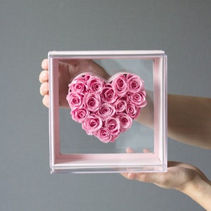 Preserved PINK Rose Heart  | Eternal pink roses |  | Gift for her | Heart gift box | Flower box