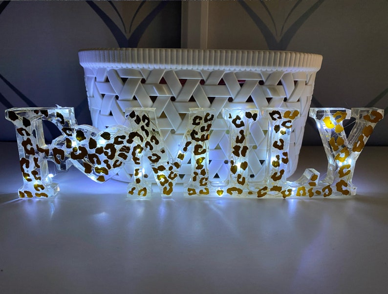 Personalised resin family sign with optional lights