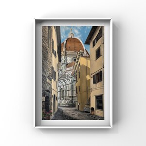 Fine Art Print | Florence | Italy | Duomo | Cityscape painting | Acrylic | Wall Art (Unframed)