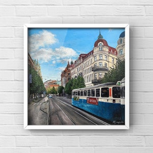 Fine Art Print | Gothenburg | Sweden | Cityscape painting | Acrylic | Wall Art (Unframed)