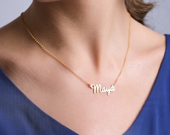 Gold Name Necklace Etsy
