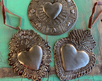 Sacred Heart Tin Ornaments