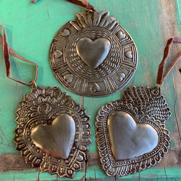 Sacred Heart Tin Ornaments