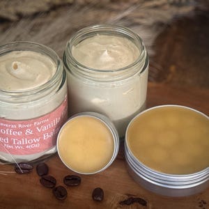 Organic Coffee & Vanilla Bean Infused Grass Fed Whipped Tallow Balm l Body Butter USDA Certified Grass Fed Tallow Tallow Skincare Lotion bild 5