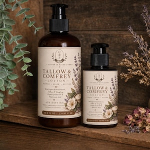 Organic Grass-Fed Tallow Lotion: Comfrey & Tamanu Oil image 1