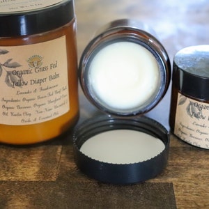 Organic Grass Fed Tallow Diaper Balm l Non-Nano Uncoated Zinc Oxide Diaper Cream l Soothing Skincare Balm