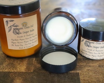 Organic Grass Fed Tallow Diaper Balm l Non-Nano Uncoated Zinc Oxide Diaper Cream l Soothing Skincare Balm
