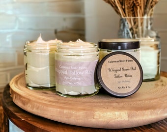 Organic Grass Fed Whipped Tallow Body Butter  l Nourishing Tallow Balm l USDA Certified Grass Fed Tallow  l Tallow Skincare Lotion