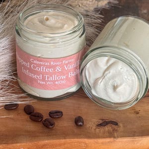 Organic Coffee & Vanilla Bean Infused Grass Fed Whipped Tallow Balm l Body Butter USDA Certified Grass Fed Tallow Tallow Skincare Lotion bild 2