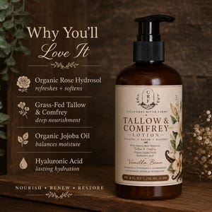 Organic Grass-Fed Tallow Lotion: Comfrey & Tamanu Oil image 2