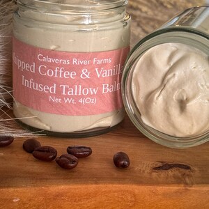 Organic Coffee & Vanilla Bean Infused Grass Fed Whipped Tallow Balm l Body Butter USDA Certified Grass Fed Tallow Tallow Skincare Lotion bild 3