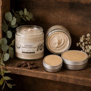 Organic Coffee & Vanilla Bean Infused Grass Fed Whipped Tallow Balm l Body Butter USDA Certified Grass Fed Tallow  Tallow Skincare Lotion