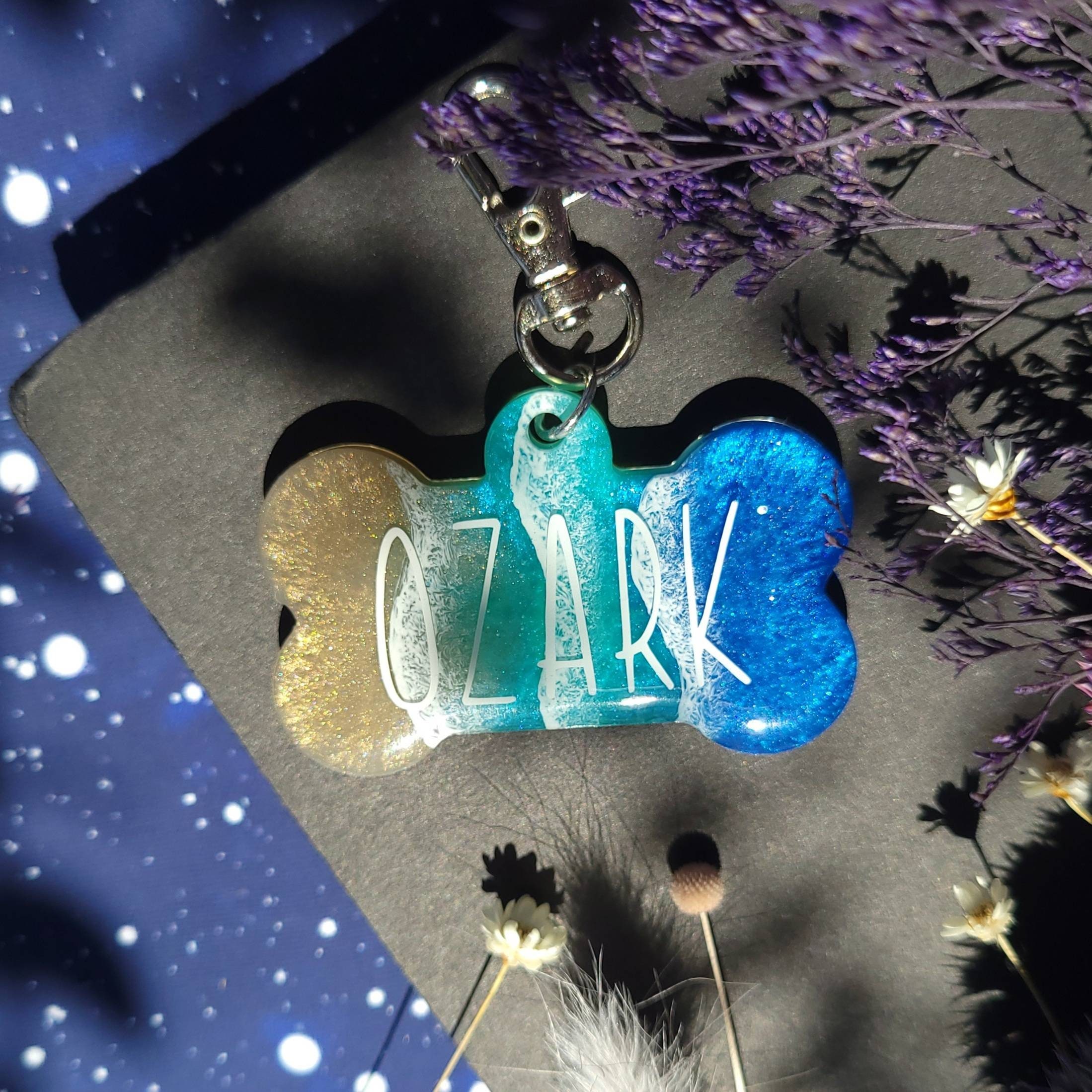 Beach Ocean personalized dog tag dog name tag resin custom customizab…