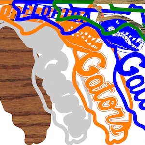 Florida Gators Laser Cut File 3D gelaagde kunst aan de muur