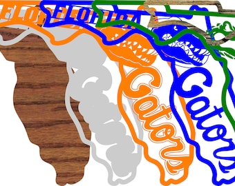 Florida Gators Laser Cut File 3D gelaagde kunst aan de muur