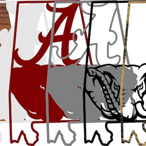 Fichier d'art mural Alabama Roll Tide découpé au laser en couches 3D