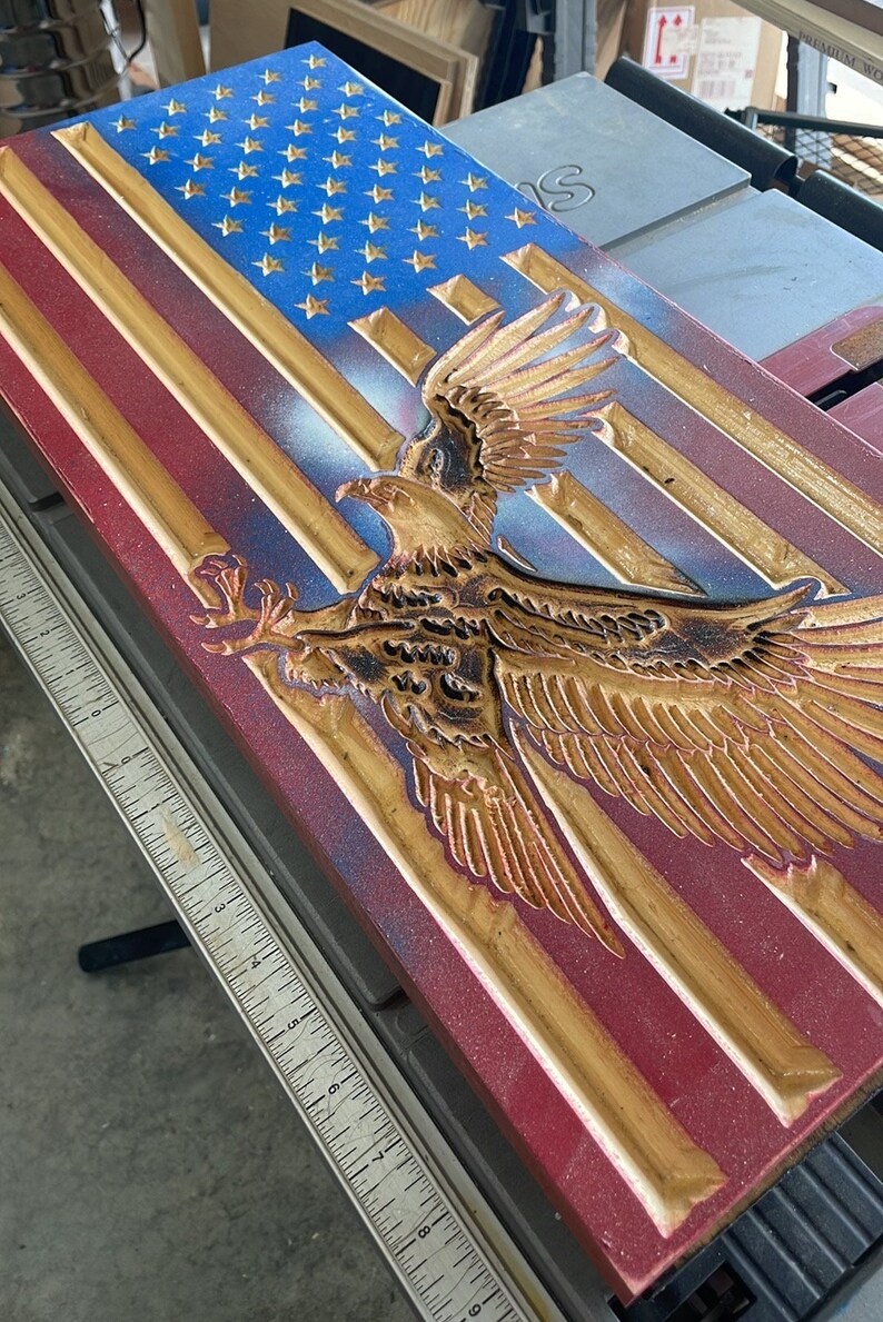 CNC American Flag With Eagle Etsy