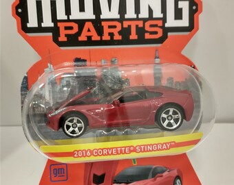Matchbox 2016 Corvette Stingray Pull-Back Toy Car | 1:64 Scale With Moving Parts & Flashing Light | Blue